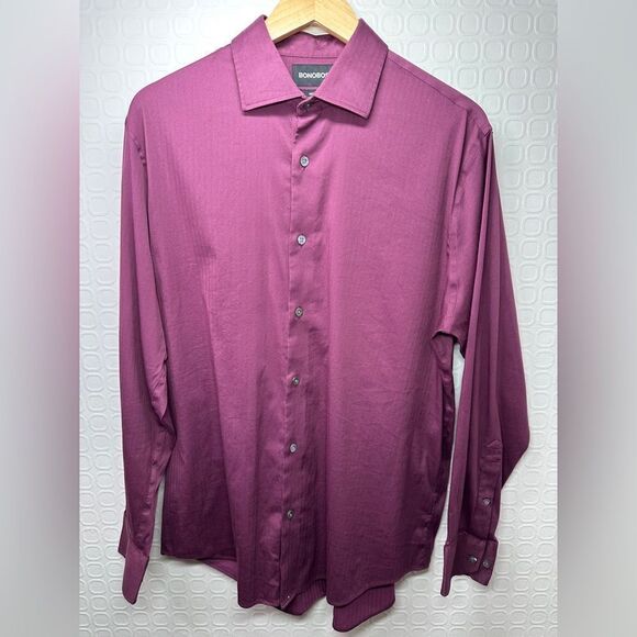 Bonobos Other - Bonobos Mens 17 35 Tailored Fit Stretch Long Sleeve Button Down Shirt Maroon
